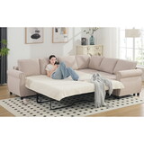 Sleeper Sofa, 2 in 1 Pull Out Couch Bed,6 seater sofa bed, L Shaped Sleeper Sectional Sofa Couch,Riveted sofa,104