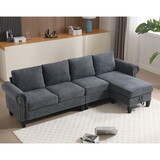 Convertible Sectional Sofa with Storage,L-shaped sofa,Four-seater sofa,Modern Linen Fabric Sectional Couches for Living Room,Gray P-W2108S00037
