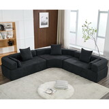 Oversized Combination Sofa,Curved Sofa,Upholstered 4 Seater Couch for Living Room, Modern Modular 3 Piece Free Combination, Semicircular Modular Sofa, Boucle, Black