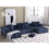 131" Modular Sectional Couch, U-shaped sofa, Chaise Lounge, Striped fabric,Upholstered 4 Seater Couch for Living Room, Bedroom, Free Combination Sofa (Corduroy), Blue