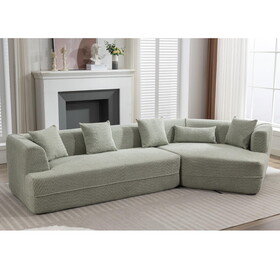 Modular Living room sofa set, modern minimalist style sofa, salon upholstered sleeper sofa, 2 PC free combination, round fiber fabric, anti-wrinkle fabric,Extended edition,Green W2108S00072