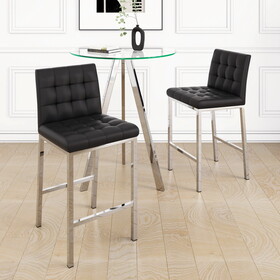 Stylish PU fabric design, electroplated metal legs, round tempered glass table top, bar chair cover, suitable for bars, restaurants, bedroom bar chairs, (set of 3)
