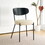 Modern grey simple pu dining chair upholstered chair Family bedroom stool back dressing, black round table set, Bentwood covered with ash veneer Chair back, chair black metal legs (set of 3)