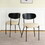 Modern grey simple pu dining chair upholstered chair Family bedroom stool back dressing, black round table set, Bentwood covered with ash veneer Chair back, chair black metal legs (set of 3)