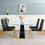 Modern style glass dining table, elegant transparent design, solid support base, black dining chair set, gold-plated chair legs, suitable for restaurant kitchens (set of 5) W210S00178