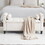 Storage Bench, 44.5-inch Queen Velvet Button Bedside Bench, Entryway Living Room with Armrests, Nailhead Trim, Upholstered Bedroom Bench, Bedside Ottoman, Living Room, Entryway, Cream W2113P181619