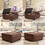 Brown PU Leather Oversized Storage Square Chair with Storage, Large Square Ottoman with Storage, Double Door Storage Footstool, Mid-Century Modern Coffee Table for Living Room Nailhead Trim