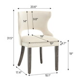 Hengming velvet dining chair, hollowed out with rivets on the back, solid wood legs suitable for dining room and kitchen