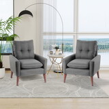 Modern Upholstered Grey Accent Chair Armchair with Pillow, Single Sofa with Lounge Seat and Wood Legs 2 pcs W2121S00005
