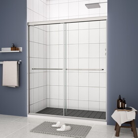 Bypass shower door, sliding door, with 1/4" tempered glass and Polished finish 6070