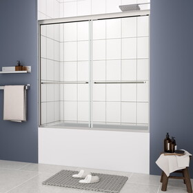 Bathtub Bypass shower door, sliding door, with 1/4" tempered glass and Chrome finish 6058