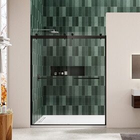 Bypass shower door, sliding door, with 5/16" tempered glass and Matted black finish 6074