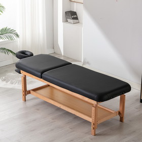 HENGMIGN Stationary Massage Table Treatment Clincal Beauty Bed /PU Spa Bed, Black W21236007