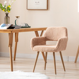 Hengming Dining Chairs with Faux Fur, Mid Century Side Chairs with Solid Painting Steel Leg for Dining Room W21236692