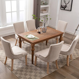 Hengming Set of 2 Fabric Dining Chairs Leisure Padded Chairs with Rubber Wood Legs,Nailed Trim, Beige W21236781