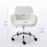 Hengming Faux Fur Home Office Chair,Fluffy Fuzzy Comfortable Makeup Vanity Chair,Swivel Desk Chair Height Adjustable Dressing Chair for Bedroom P-W21228454