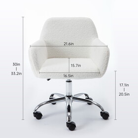 Hengming Faux Fur Home Office Chair,Fluffy Fuzzy Comfortable Makeup Vanity Chair,Swivel Desk Chair Height Adjustable Dressing Chair for Bedroom P-W21228454