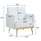Hengming Modern decorative armchair, single sofa with metal legs, suitable for reading chair in living room and bedroom P-W212103316