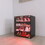 4 Layers Black Shoe Cabinet with Glass Door and Glass Layer Shoes Display Cabinet with LED light Bluetooth Control W2139134910