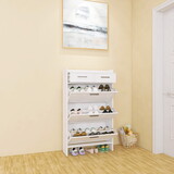 PVC Surface Shaker Shape Door Shoe Rack 3 Doors Shoe Cabinet with 2 Drawers with Open Space for Shoes W2139134911