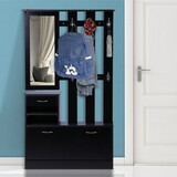 Three in One Combination Model Gate Cabinet with Shoe cabinet+Hang shelf+ Mirror,Black
