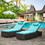 Outdoor PE Wicker Chaise Lounge - 2 Piece patio lounge chair; chase longue; lazy boy recliner;outdoor lounge chairs set of 2;beach chairs; recliner chair with side table W213S00030