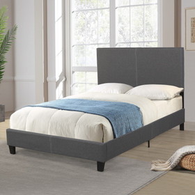 Faux Linen Upholstered Platform Bed Frame/Mattress Foundation, No Boxspring Needed, Wood Slat Support, Full W21401114