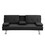 sofa bed with Armrest two holders WOOD FRAME, STAINLESS LEG, FUTON BLACK PVC W214101864