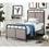 Twin Size Linen Upholstered Platform Metal Bed Frame with fabric Headboard and Footboard W21428125