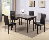 Furniture 5 Piece Metal Dinette Set with Faux Marble Top - Black, dinning set, table&4 chairs W214S00005