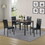 Furniture 5 Piece Metal Dinette Set with Faux Marble Top - Black, dinning set, table&4 chairs W214S00008