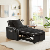 3-in-1 Sofa Bed, Convertible Sleeper Chair Sofa Bed Adjustable Pull Out Sleeper Chair Bed Multi-Pockets Folding Sofa Bed for Living Room Bedroom Small Space (Black) W2151142231