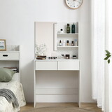 Vanity desk with mirror, dressing table with 2 drawers, white color W2156P145167