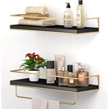 Wall Mounted Floating Shelf with Golden Towel Rack