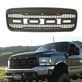 Front Grill for 1999 2000 2001 2002 2003 2004 Ford f250 f350 f450 Super Duty Raptor Style Grill with 3 Amber LED Lights & Letters Matte Black W2165128492