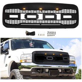 Grille for 2005 2006 2007 Ford f250 f350 Raptor Grill w/LED Lights & Letters Mattle Black W2165128497
