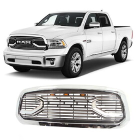 Chrome Big Horn Style Front Grille for 2013 2014 2015 2016 2017 2018 Dodge Ram 1500 W2165128639