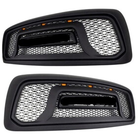 Rebel Style Front Grille for 2002 2003 2004 2005 Dodge Ram 1500 Power Wagon Grill Replacement with Letters and Amber LED Lights Black W2165P164913