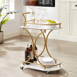 2-Tier Bar Cart, Mobile Bar Serving Cart, Industrial Style Wine Cart for Kitchen, Beverage Cart with Wine Rack and Glass Holder, Rolling Drink Trolley for Living Room W2167130779