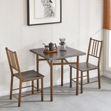 Dining Set for 2, Squre wooden Dining Table with 4 Legs and 2 Metal Chair for Home Office, Kitchen, Dining Room W2167131143