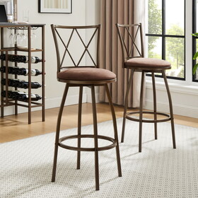 2 Piece Bar Stools, Bar Chairs, Brown Bar Stools,Country Style Industrial,Easy to assemble, with Footrest for Indoor Bar Dining Kitchen W2167P168730