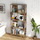 4-Tier Industrial Bookcase, Rustic Wood and Metal Frame, asymmetrical Shelf Design, Display Storage Shelf for Living Room, Home Office, Small Space W2167P192763