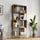 4-Tier Industrial Bookcase, Rustic Wood and Metal Frame, asymmetrical Shelf Design, Display Storage Shelf for Living Room, Home Office, Small Space W2167P192763