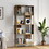 4-Tier Industrial Bookcase, Rustic Wood and Metal Frame, asymmetrical Shelf Design, Display Storage Shelf for Living Room, Home Office, Small Space W2167P192763