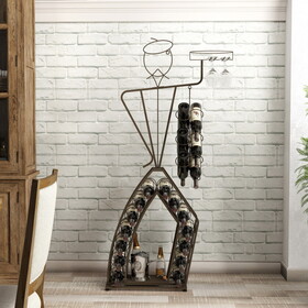 Unique Design Wine Bakers Rack, Freestanding Wine Rack with Storage Bottle, Wine Storage Home Bar for Liquor and Wine, Organizer for Kitchen, Dining Room W2167P202396