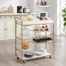 6-Tier Bar Cart, Slide Bar Serving Cart, Retro Style Wine Cart for Kitchen, Beverage Cart with Wine Rack and Glass Holder, Rolling Drink Trolley for Living Room, Dining Room W2167P203896