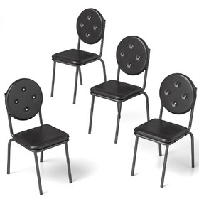 4-piece bar stools, faux leather dining chairs with waterproof surface and metal legs, easy to assemble, suitable for kitchen, dining room and living room W2167P206039