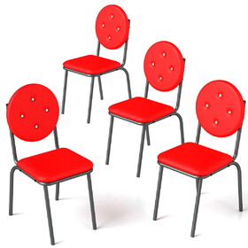 4-piece bar stools, faux leather dining chairs with waterproof surface and metal legs, easy to assemble, suitable for kitchen, dining room and living room W2167P206046