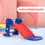 3 in 1 Freestanding Toddler Slide, Indoor Outdoor Playground with Basketball Hoop and Ball for Kids Under 3 Years, Red & Blue W2181139443