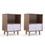 Set of 2 Mid Century Bedside Table, Nightstand with Drawer and Shelf Storage, Side Accent Table for Living Room Bedroom, Natural W2181P143969